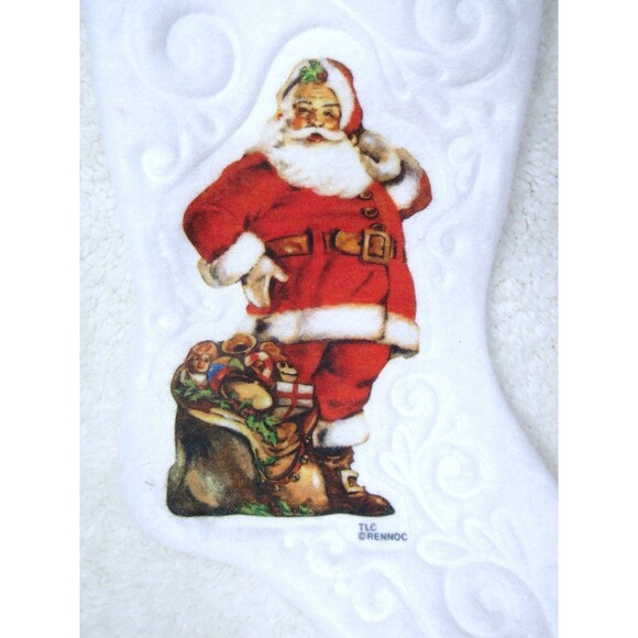 Retro 1970s Set of 2 Vintage Felt Christmas Stockings Santa Holiday Morehead - Picture 9 of 12